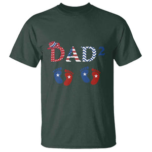 Patriotic Twin Dad American Flag T Shirt Father Of Twins USA Gift TS12 Dark Forest Green Print Your Wear