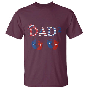 Patriotic Twin Dad American Flag T Shirt Father Of Twins USA Gift TS12 Maroon Print Your Wear
