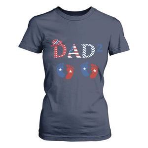 Patriotic Twin Dad American Flag T Shirt For Women Father Of Twins USA Gift TS12 Navy Print Your Wear