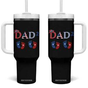 Patriotic Twin Dad American Flag Tumbler With Handle Father Of Twins USA Gift TS12 One Size: 40 oz Black Print Your Wear