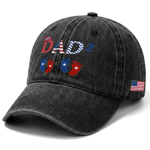 Patriotic Twin Dad American Flag Washed Cotton Baseball Cap Father Of Twins USA Gift TS12 Print Your Wear