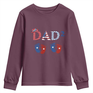 Patriotic Twin Dad American Flag Youth Sweatshirt Father Of Twins USA Gift TS12 Maroon Print Your Wear
