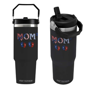 Patriotic Twin Mom Announcement American Flag Gift Flip Straw Tumbler TS12 One Size: 30 oz Black Print Your Wear
