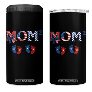 Patriotic Twin Mom Announcement American Flag Gift 4 in 1 Can Cooler Tumbler TS12 One Size: 16 oz Black Print Your Wear
