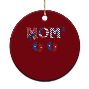 Patriotic Twin Mom Announcement American Flag Gift Ceramic Ornament TS12 1pc Red Print Your Wear