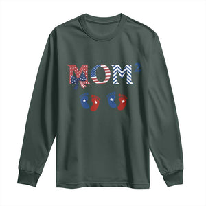 Patriotic Twin Mom Announcement American Flag Gift Long Sleeve Shirt TS12 Dark Forest Green Print Your Wear