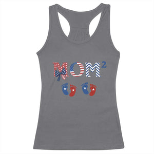 Patriotic Twin Mom Announcement American Flag Gift Racerback Tank Top TS12 Charcoal Print Your Wear