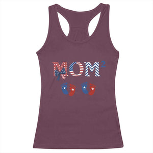 Patriotic Twin Mom Announcement American Flag Gift Racerback Tank Top TS12 Maroon Print Your Wear
