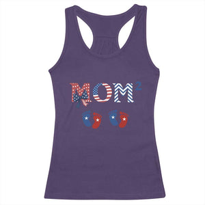 Patriotic Twin Mom Announcement American Flag Gift Racerback Tank Top TS12 Purple Print Your Wear