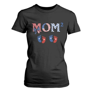 Patriotic Twin Mom Announcement American Flag Gift T Shirt For Women TS12 Black Print Your Wear