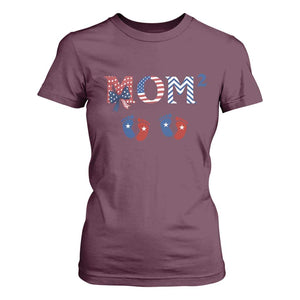 Patriotic Twin Mom Announcement American Flag Gift T Shirt For Women TS12 Maroon Print Your Wear