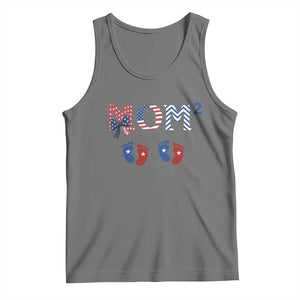 Patriotic Twin Mom Announcement American Flag Gift Tank Top TS12 Black Heather Print Your Wear