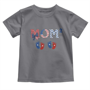 Patriotic Twin Mom Announcement American Flag Gift Toddler T Shirt TS12 Charcoal Print Your Wear