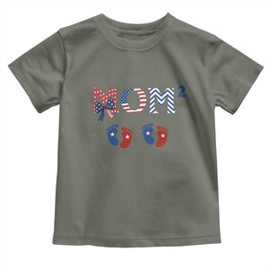 Patriotic Twin Mom Announcement American Flag Gift Toddler T Shirt TS12 Military Green Print Your Wear