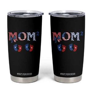 Patriotic Twin Mom Announcement American Flag Gift Tumbler Cup TS12 Black Print Your Wear