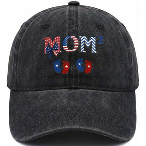 Patriotic Twin Mom Announcement American Flag Gift Washed Cotton Baseball Cap TS12 Print Your Wear