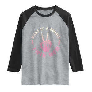 Twin Mom Raglan Shirt Make It A Double Expecting Twins Mothers Day TS12 Heather Gray Black Print Your Wear