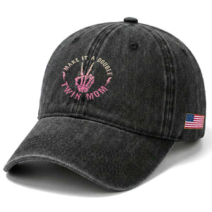 Twin Mom Washed Cotton Baseball Cap Make It A Double Expecting Twins Mothers Day TS12 Print Your Wear
