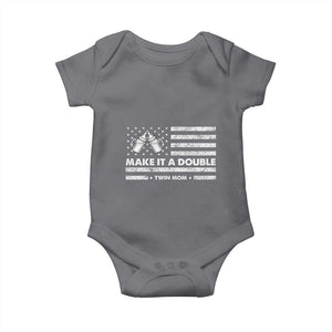 Twin Mom Baby Onesie Make It A Double Patriotic USA Flag Gift TS12 Charcoal Print Your Wear