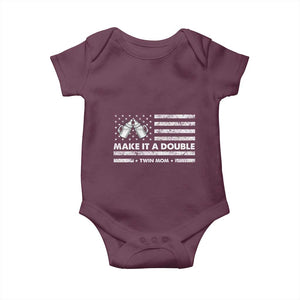 Twin Mom Baby Onesie Make It A Double Patriotic USA Flag Gift TS12 Maroon Print Your Wear