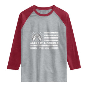 Twin Mom Raglan Shirt Make It A Double Patriotic USA Flag Gift TS12 Heather Gray Heather Red Print Your Wear