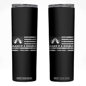 Twin Mom Skinny Tumbler Make It A Double Patriotic USA Flag Gift TS12 Black Print Your Wear