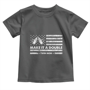 Twin Mom Toddler T Shirt Make It A Double Patriotic USA Flag Gift TS12 Dark Heather Print Your Wear