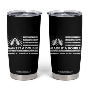 Twin Mom Tumbler Cup Make It A Double Patriotic USA Flag Gift TS12 Black Print Your Wear