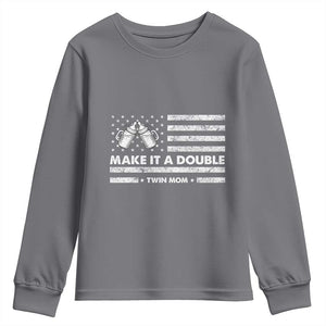 Twin Mom Youth Sweatshirt Make It A Double Patriotic USA Flag Gift TS12 Charcoal Print Your Wear
