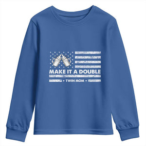 Twin Mom Youth Sweatshirt Make It A Double Patriotic USA Flag Gift TS12 Royal Blue Print Your Wear
