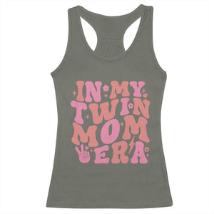 In My Twin Mom Era Racerback Tank Top Funny Mama Twin Pregnancy Announcement TS12 Military Green Print Your Wear