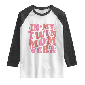 In My Twin Mom Era Raglan Shirt Funny Mama Twin Pregnancy Announcement TS12 White Heather Charcoal Print Your Wear