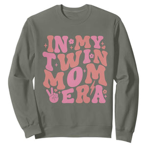 In My Twin Mom Era Sweatshirt Funny Mama Twin Pregnancy Announcement TS12 Military Green Print Your Wear