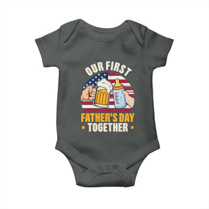 Patriotic Our First Fathers Day Together Baby Onesie Gift For New Dad TS12 Dark Heather Print Your Wear