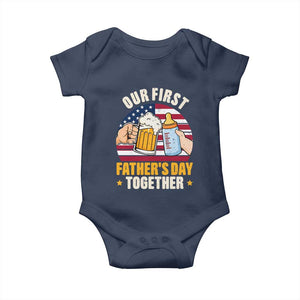 Patriotic Our First Fathers Day Together Baby Onesie Gift For New Dad TS12 Navy Print Your Wear