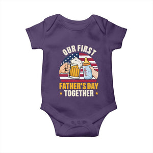 Patriotic Our First Fathers Day Together Baby Onesie Gift For New Dad TS12 Purple Print Your Wear