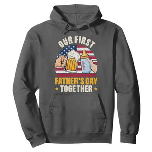 Patriotic Our First Fathers Day Together Hoodie Gift For New Dad TS12 Dark Heather Print Your Wear