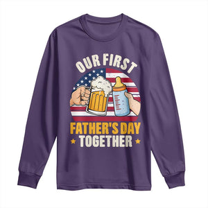 Patriotic Our First Fathers Day Together Long Sleeve Shirt Gift For New Dad TS12 Purple Print Your Wear