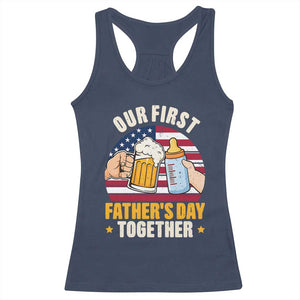 Patriotic Our First Fathers Day Together Racerback Tank Top Gift For New Dad TS12 Navy Print Your Wear