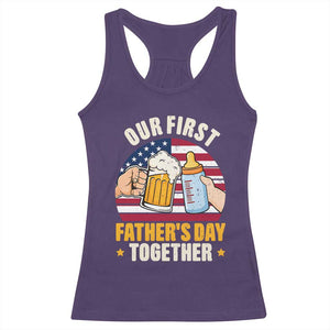 Patriotic Our First Fathers Day Together Racerback Tank Top Gift For New Dad TS12 Purple Print Your Wear