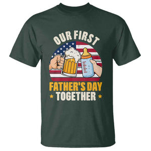 Patriotic Our First Fathers Day Together T Shirt Gift For New Dad TS12 Dark Forest Green Print Your Wear