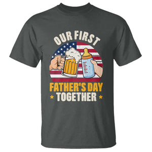 Patriotic Our First Fathers Day Together T Shirt Gift For New Dad TS12 Dark Heather Print Your Wear