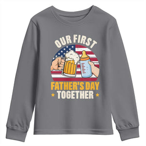 Patriotic Our First Fathers Day Together Youth Sweatshirt Gift For New Dad TS12 Charcoal Print Your Wear