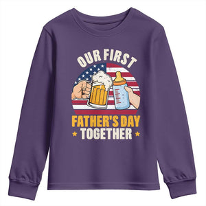 Patriotic Our First Fathers Day Together Youth Sweatshirt Gift For New Dad TS12 Purple Print Your Wear