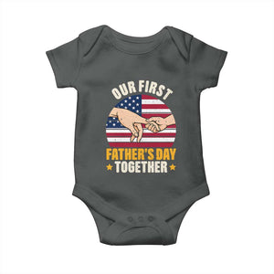 Our First Fathers Day Together Baby Onesie Patriotic New Dad Gift TS12 Dark Heather Print Your Wear