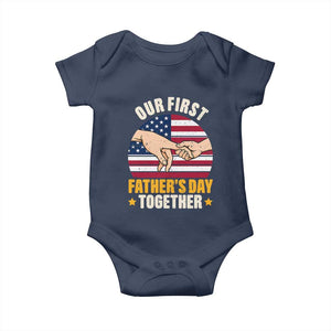 Our First Fathers Day Together Baby Onesie Patriotic New Dad Gift TS12 Navy Print Your Wear