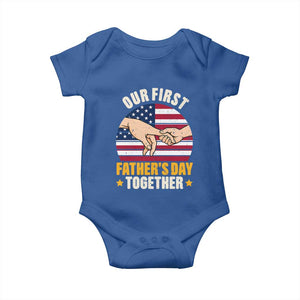 Our First Fathers Day Together Baby Onesie Patriotic New Dad Gift TS12 Royal Blue Print Your Wear