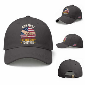 Our First Fathers Day Together Baseball Cap Patriotic New Dad Gift TS12 Baseball Cap Universal Fit Dark Gray Print Your Wear