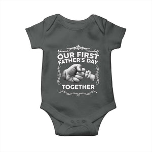 Proud New Dad Baby Onesie Our First Fathers Day Together Gift TS12 Dark Heather Print Your Wear