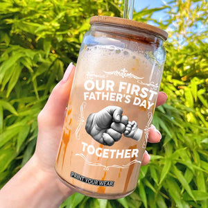 Proud New Dad Glass Can Our First Fathers Day Together Gift TS12 Black Print Your Wear